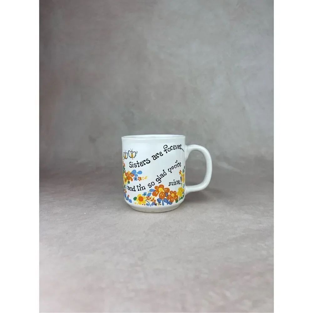Vintage Sisters Floral Coffee Mug Sisters are Forever MCM